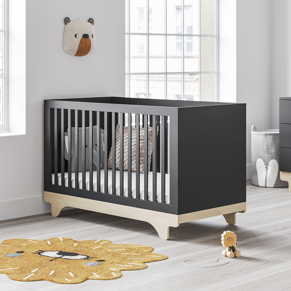 Mitwachsendes Babybett «Playwood» | 70x140 cm | Dunkelgrau