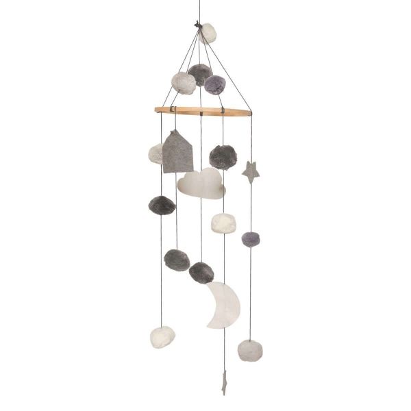 Natürliche Materialien Baby Mobile Babyzimmer Mondlicht grau