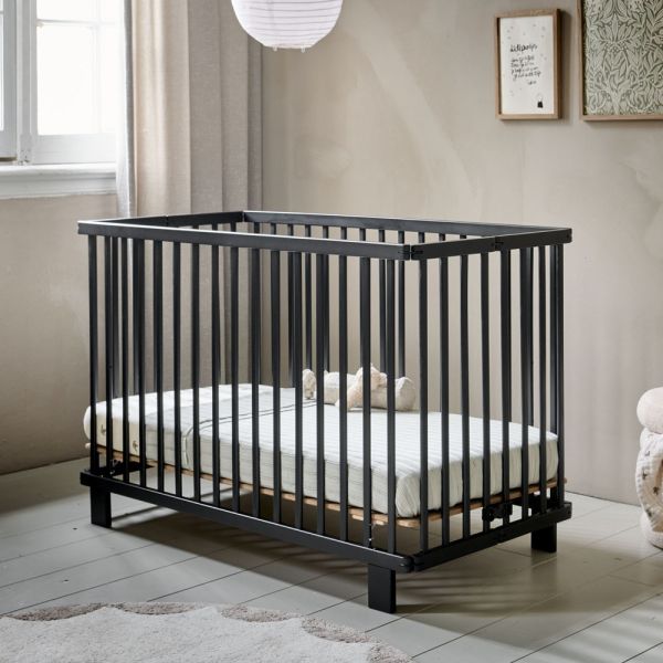 Babybett «Origami» | 60 x 120 cm | Zusammenklappbar | Schwarz