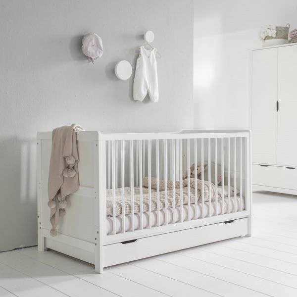 Verstellbares Bett: vom Babybett bis zum Kleinkindbett (0-5 Jahre) - Achtung: Unterschublade ist bei Bestellung optional