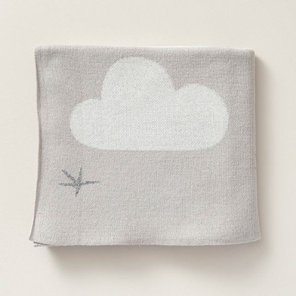 Bettdecke grau mit Wolken 100x150 | Petite Amélie