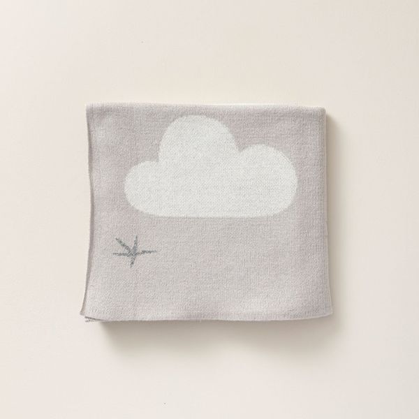 Babydecke mit Bommeln 80x100 aus Bio Baumwolle
