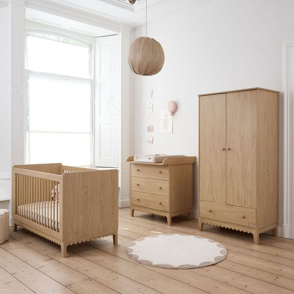 3-TEILIGES BABYZIMMER SET «CANNELLE»| KLEIDERSCHRANK, BABYBETT & KOMMODE