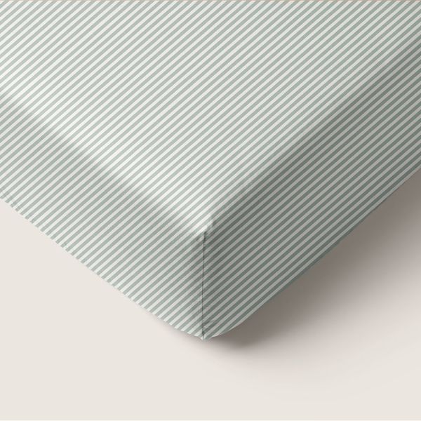 Spannbettlaken 70 x 140 cm «Striped» | Off-White & Grün