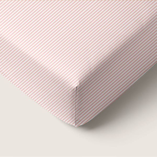 Spannbettlaken 70 x 140 cm «Striped» | Off-White & Rosa 