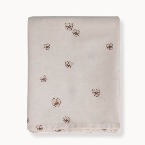 LAKEN FÜR BABYBETT 100 X 140 CM «PANSY» | BEIGE MIT ROSA BLUMEN