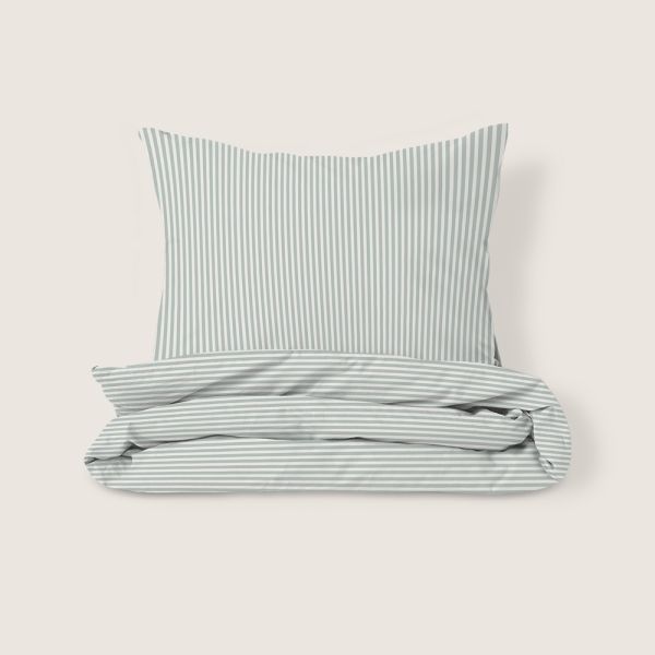 Bettwäsche-Set 120 x 150 cm «Striped» | Off-White & Grün