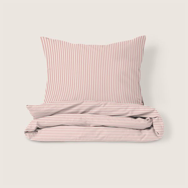 Bettwäsche-Set 140 x 200 cm «Striped» | Off-White & Rosa 