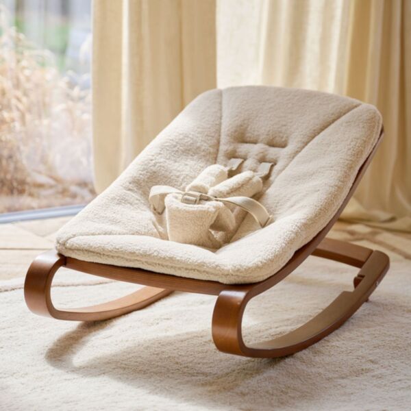 Babywippe «Cocoon» | Beige Teddy und Walnuss