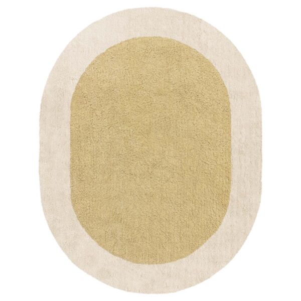 Waschbarer Kinderteppich | Oval 100 x 130 cm | Gelb und Beige
