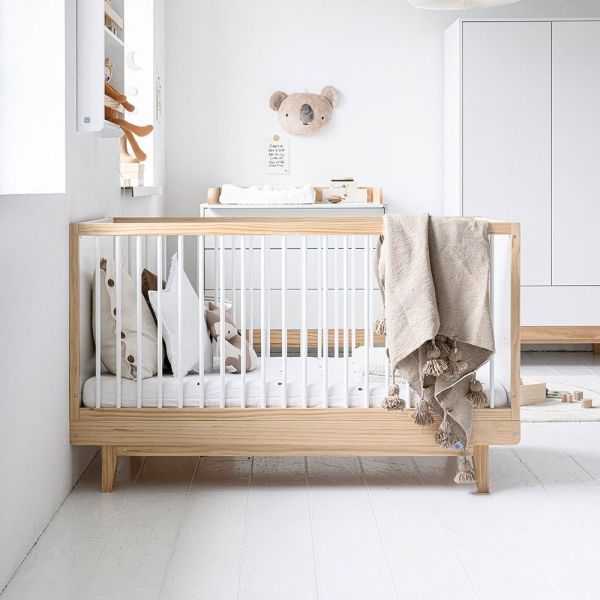 Mitwachsendes Babybett «Cerise» | 70x140 cm | Weiss & natur