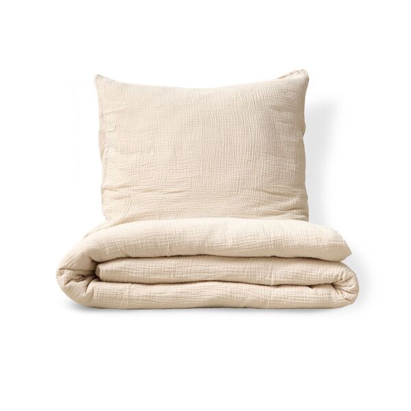 MUSSELIN BETTWÄSCHE SET INKL. KISSENBEZUG | BEIGE | 140 X 200 CM | GOTS