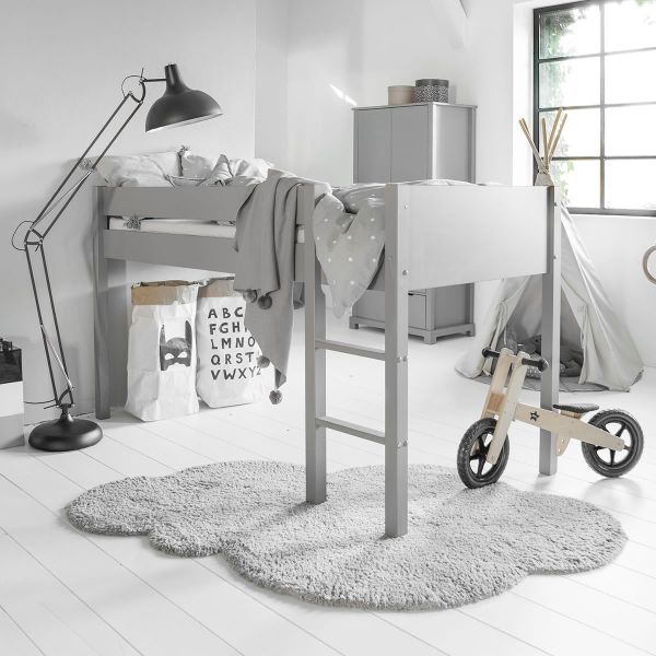 Halbhohes Bett grau 200x90xm | Petite Amélie