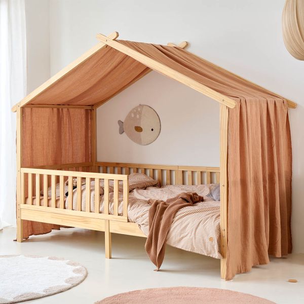 Betthimmel für Hausbett «Maison» | 80 x 160 cm | Musselin Baumwolle | Kamel