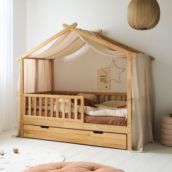 Betthimmel für Hausbett «Maison» | 80 x 160 cm | Musselin Baumwolle | Beige