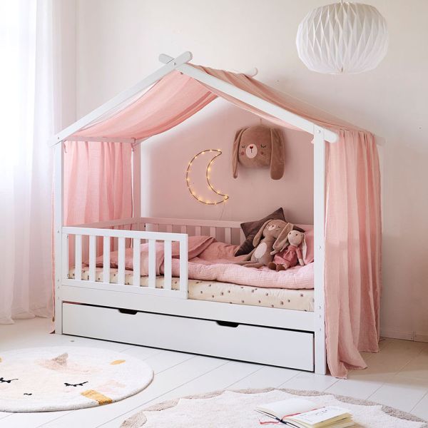 Betthimmel für Hausbett «Maison» | 80 x 160 cm | Musselin Baumwolle | Rosa