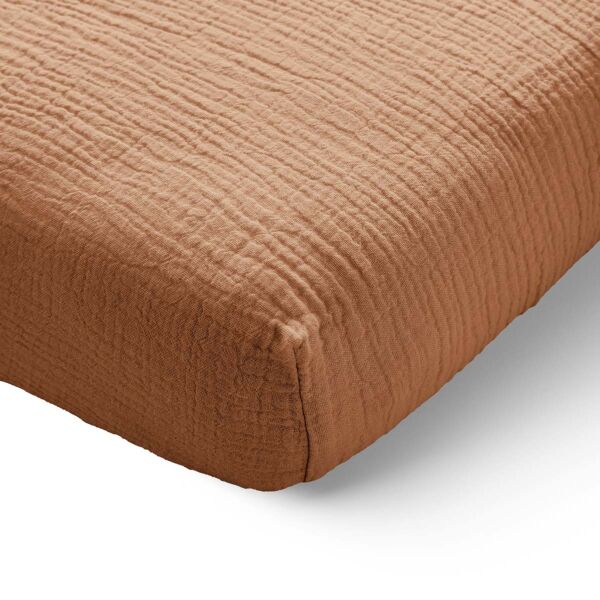 Hoeslaken 80x160 cm in caramel van mousseline katoen van Petite Amélie