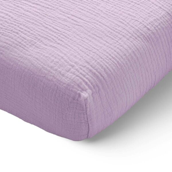 Spannbettlaken aus Musselinstoff | 70 x 140 cm | 100 % Bio-Baumwolle | Lila