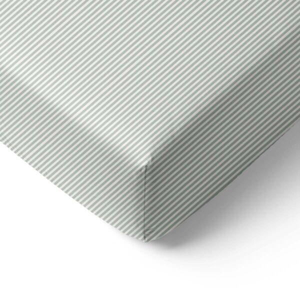 Spannbettlaken 70 x 140 cm «Striped» | Off-White & Grün