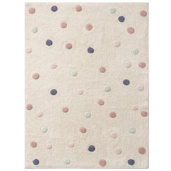 Waschbarer Kinderteppich | Rechteckig 120 x 170 cm | Beige mit Punkten