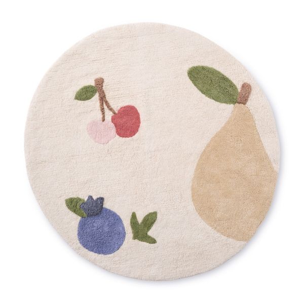 Kinderteppich rund mit Früchte Design in Beige für Babyzimmer von Petite Amélie