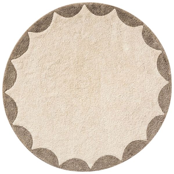 Kinderteppich rund waschbar und rutschfest «CERCLE» Ø120 | Beige