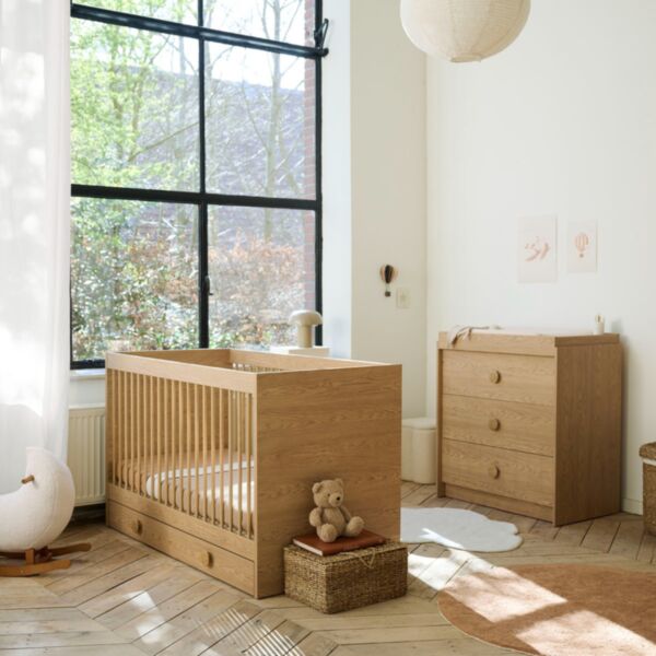 2-teiliges Babyzimmer Set «Rétro» | Mitwachsendes Babybett & Kommode