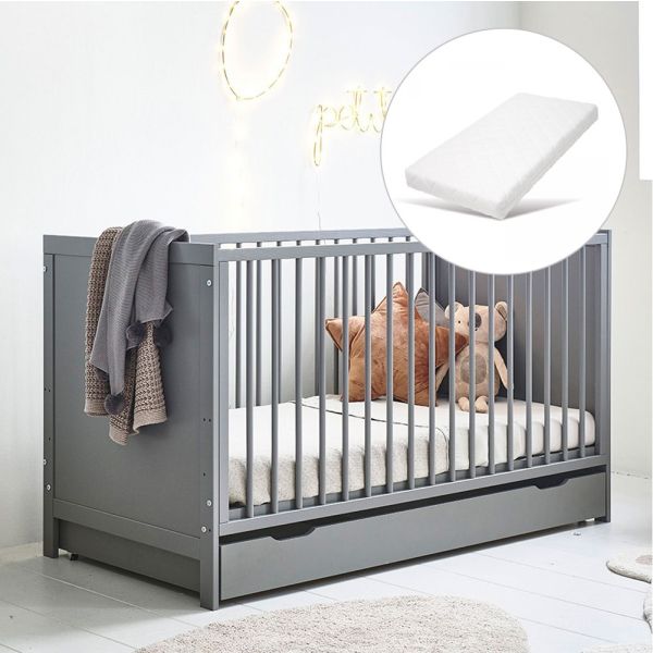 mitwachsendes babybett nuage grau 140x70 mit matratze Petite Amélie