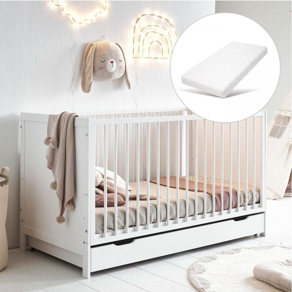 mitwachsendes babybett nuage weiss 140x70 mit matratze Petite Amélie