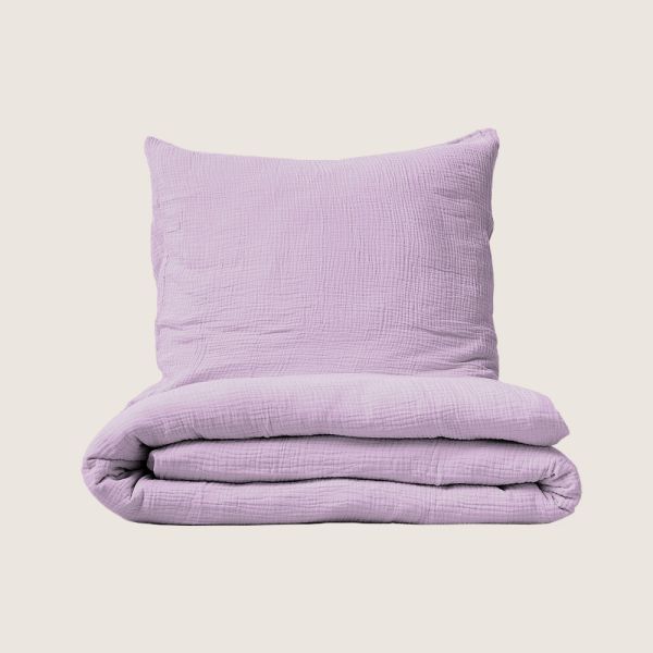 Musselin Bettwäsche 140x200 Lila für Einzelbett von Petite Amélie