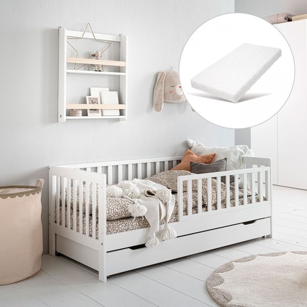 Plume Kleinkinderbett mit Matratze 70x140cm Weiss Petite Amelie
