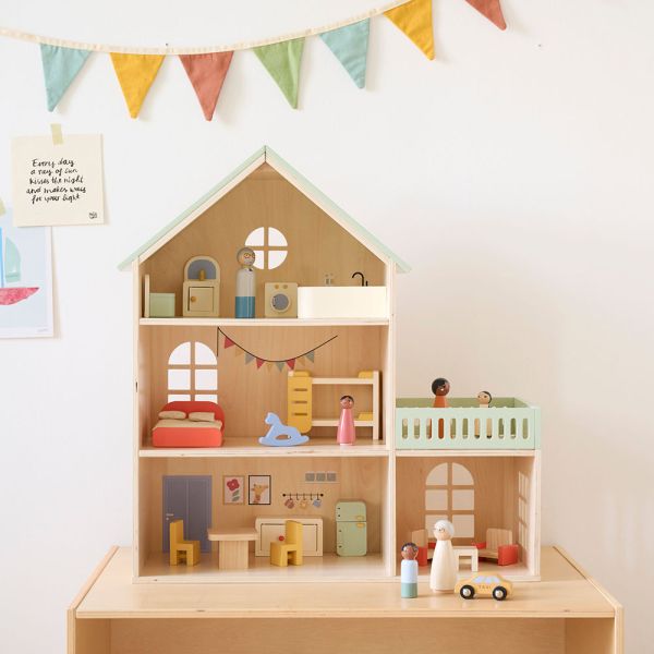 Puppenhaus aus Holz in Multicolor 56x22x60 cm aus MDF und Holz von Petite Amélie