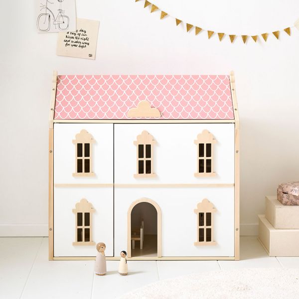 PUPPENHAUS AUS HOLZ «VICTOIRE» | 66 cm | WEIß & ROSA