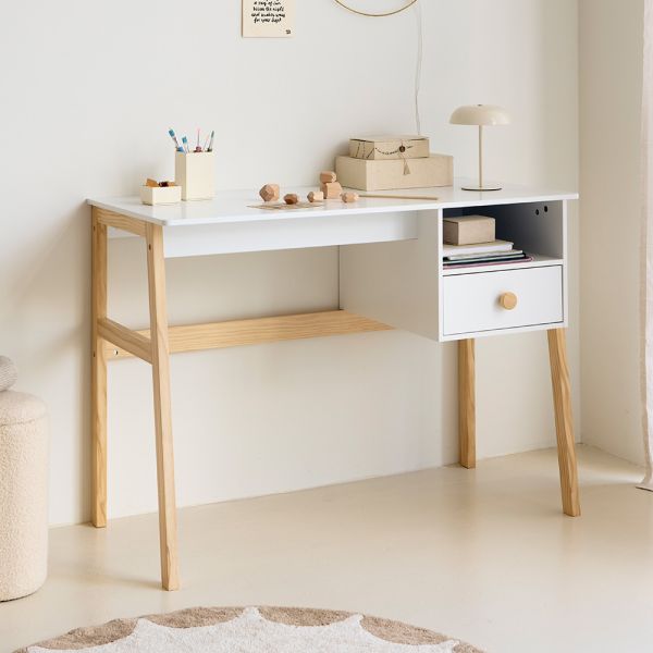 Schreibtisch Kinder aus Holz Modell Cerise in Weiß von Petite Amélie