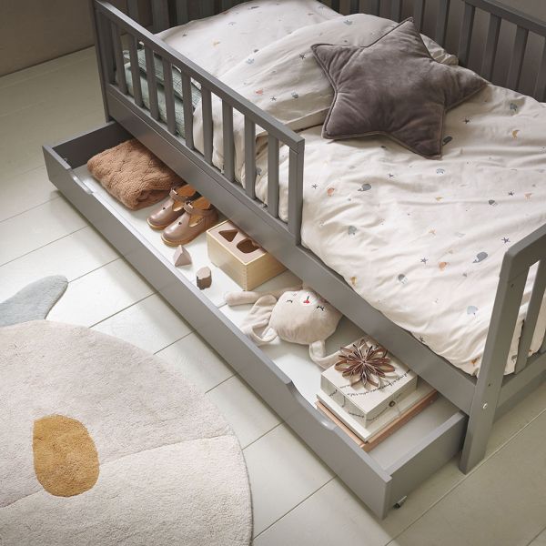 Schublade in grau für Kinderbett 140x70 cm aus Holz  von Petite Amélie