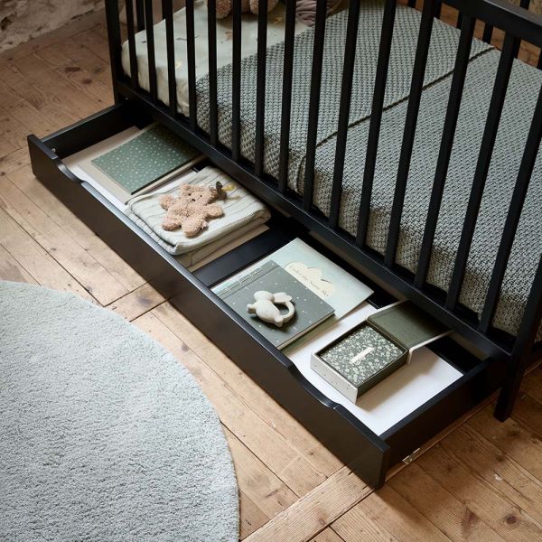 BETTSCHUBLADE FÜR BABYBETT «HETRE» | 60X120 CM | SCHWARZ