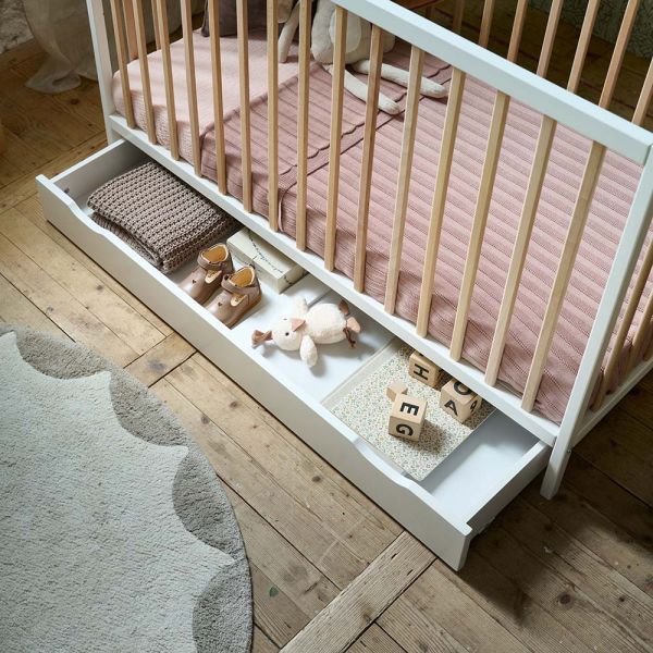 Schublade für Babybett 60x120 cm aus Holz in Weiss von Petite Amélie