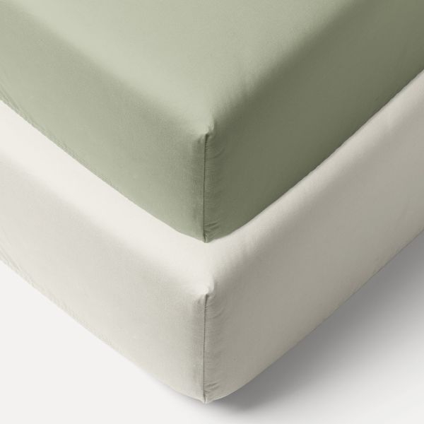 2ER-PACK JERSEY SPANNBETTLAKEN AUS BIO-BAUMWOLLE 40/45 X 90 CM | WEIß UND OLIVGRÜN