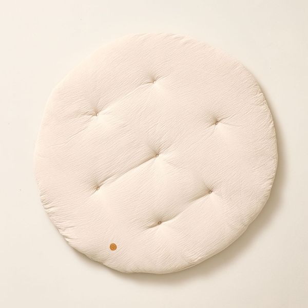 SPIELMATTE RUND Ø100 CM| MUSSELIN BAUMWOLLE | BEIGE
