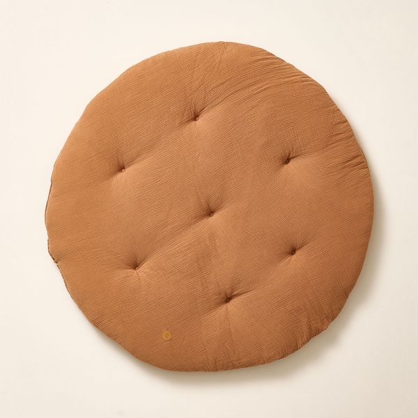SPIELMATTE RUND Ø100 CM| MUSSELIN BAUMWOLLE | KAMEL