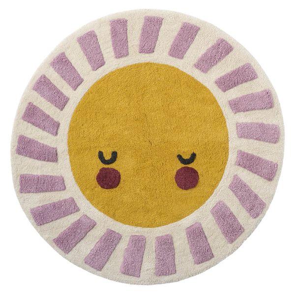 Waschbarer Kinderteppich | Rund Ø110 cm | Sonne