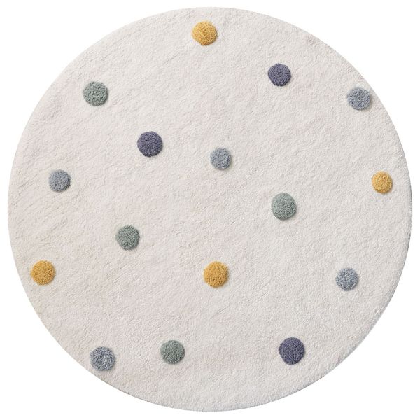 Teppich kinderzimmer waschbarer 110x110cm off-white mit punten baumwolle von Petite Amélie