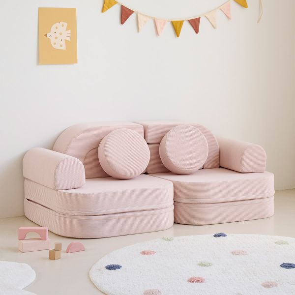 Spielsofa | 10-teilig | Rosa Cord 
