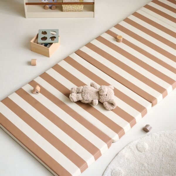 Baby Spielmatte | 200 cm lang und faltbar | Beige und Karamell
