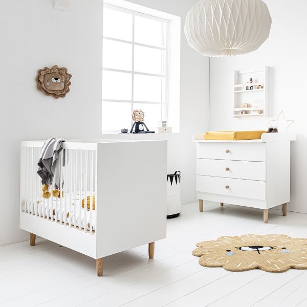 2-teiliges Babyzimmer Set «Bocca» | Babybett & Kommode | weiss
