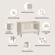 Babybett Komplett Set mit Kommode aus Holz in Greige von Petite Amélie
