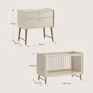 Babyzimmer 2-teilige set mit Mitwachsendes Babybett und Kommode in Greige von Petite Amélie