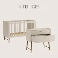 Babybett mit Wickelkommode aus Holz in Greige von Petite Amélie