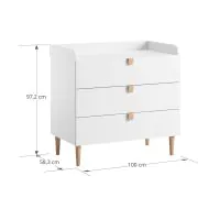 Babyzimmer set 3 teilig mit Mitwachsendes Babybett, Kommode und Kleiderschrank in Weiss von Petite Amélie