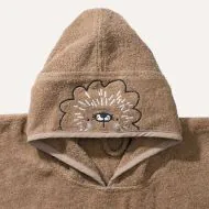 Badeponcho mit Kaputze 52 x 63 cm in Karamell im Löwen Design aus Bio-Baumwolle von Petite Amélie
